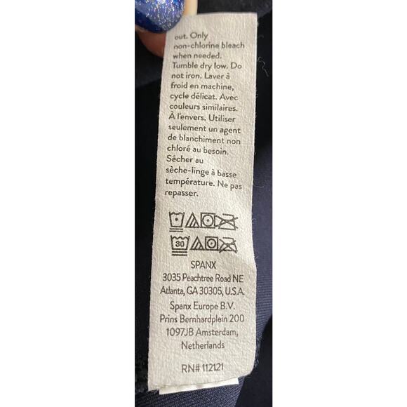 SPANX Women's Navy Blue High Waist Pull On Faux Suede Leggings Stretch Casual M - Picture 9 of 9